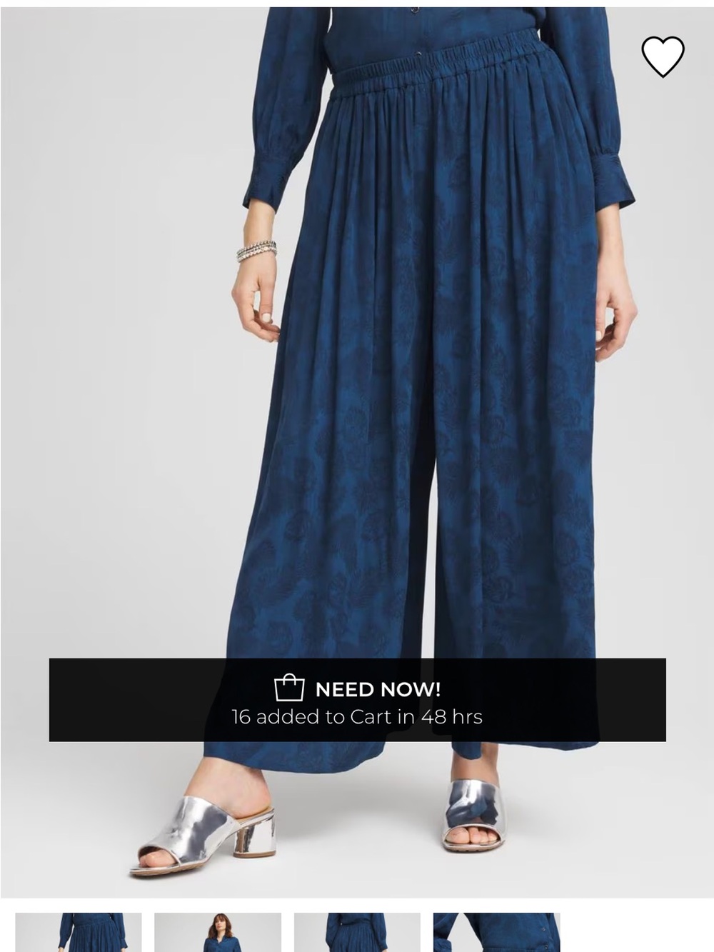 Chico's Dark Teal Wide-Leg Culotte Pants